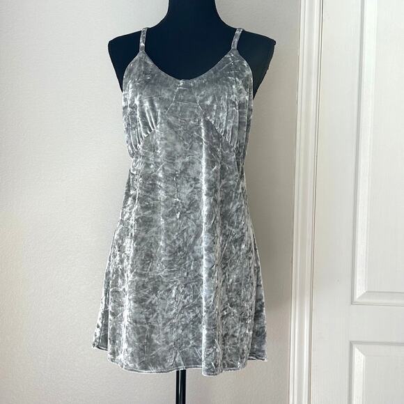 For Love and Lemons gray/silver velvet formal babydoll mini dress, size Medium - Picture 1 of 5